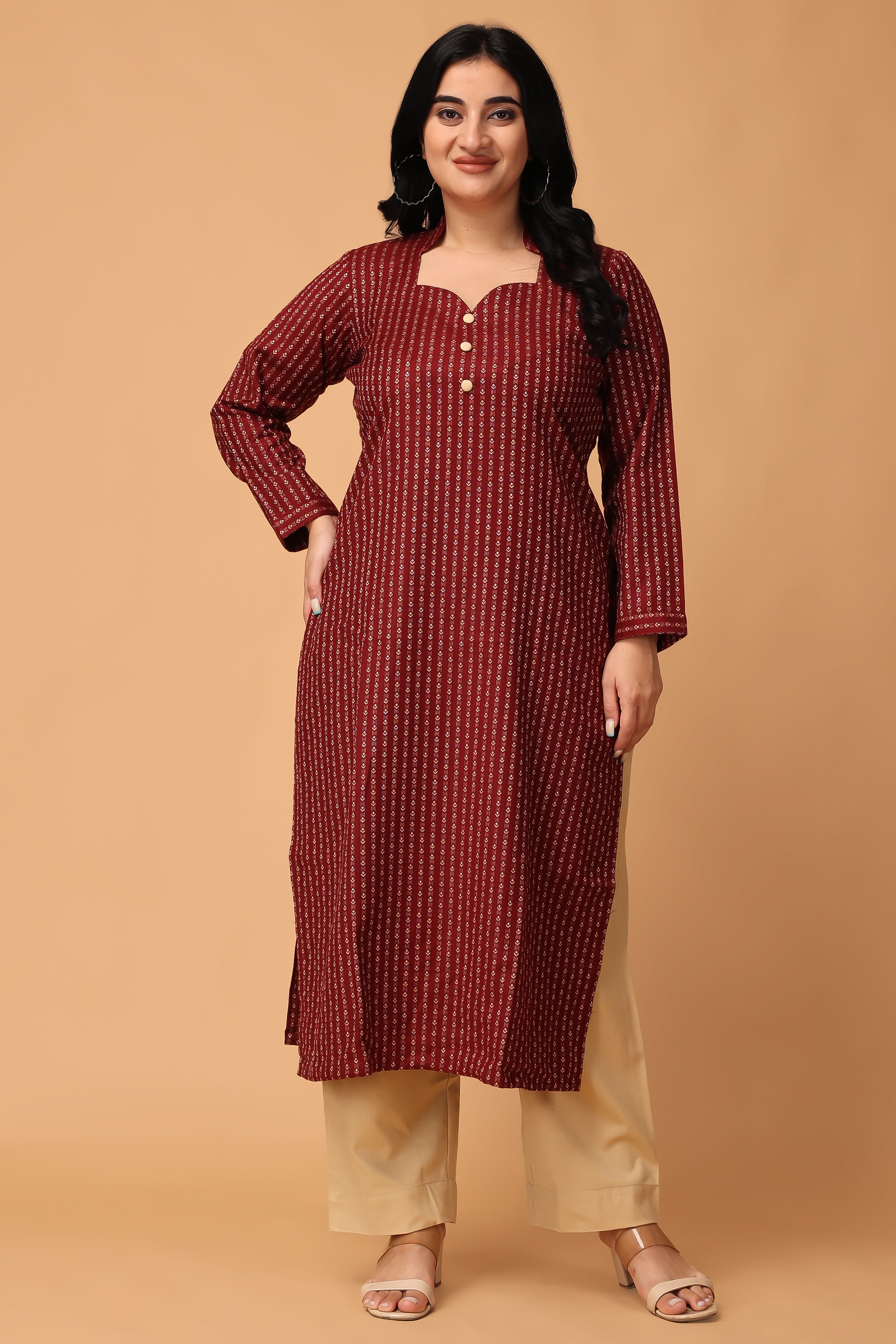 Straight Ladies Woolen Kurti Set at best price in Ludhiana | ID:  2850211253688